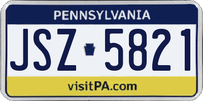 PA license plate JSZ5821