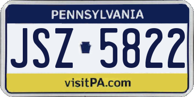 PA license plate JSZ5822