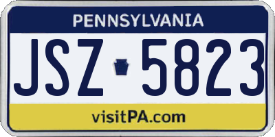 PA license plate JSZ5823