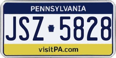 PA license plate JSZ5828