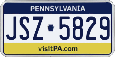 PA license plate JSZ5829