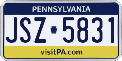 PA license plate JSZ5831