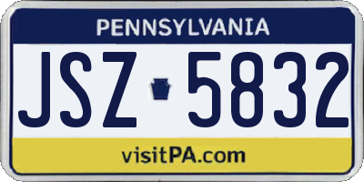 PA license plate JSZ5832
