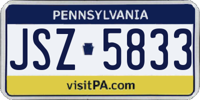 PA license plate JSZ5833