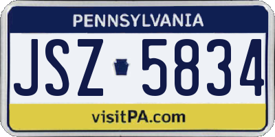 PA license plate JSZ5834