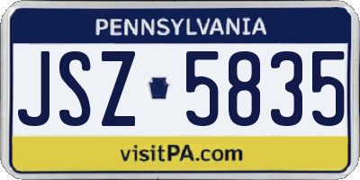 PA license plate JSZ5835