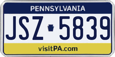 PA license plate JSZ5839