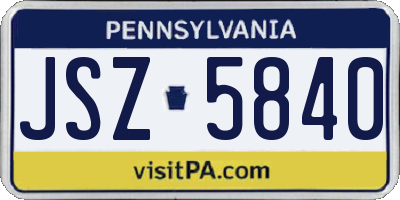 PA license plate JSZ5840