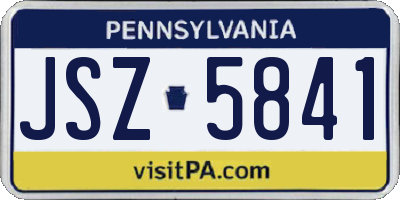 PA license plate JSZ5841