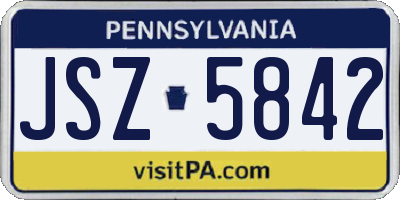 PA license plate JSZ5842