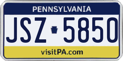 PA license plate JSZ5850