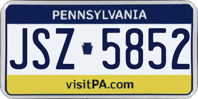 PA license plate JSZ5852