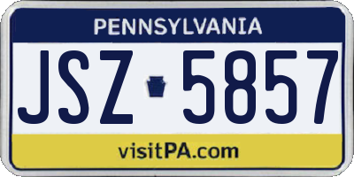 PA license plate JSZ5857