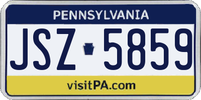 PA license plate JSZ5859