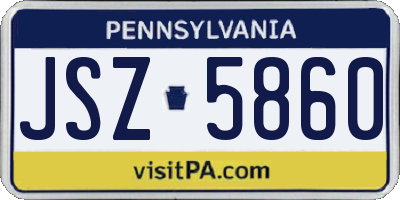 PA license plate JSZ5860