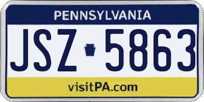 PA license plate JSZ5863
