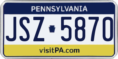 PA license plate JSZ5870