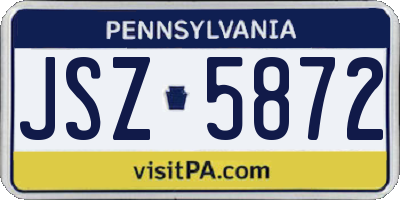 PA license plate JSZ5872