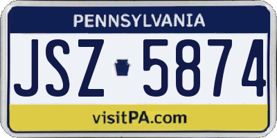 PA license plate JSZ5874