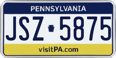 PA license plate JSZ5875