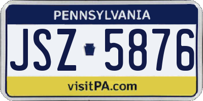 PA license plate JSZ5876