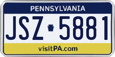 PA license plate JSZ5881