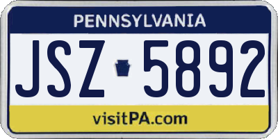 PA license plate JSZ5892
