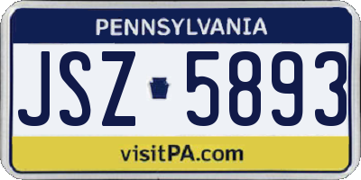 PA license plate JSZ5893
