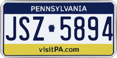 PA license plate JSZ5894