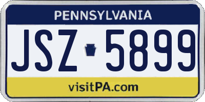 PA license plate JSZ5899
