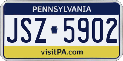 PA license plate JSZ5902