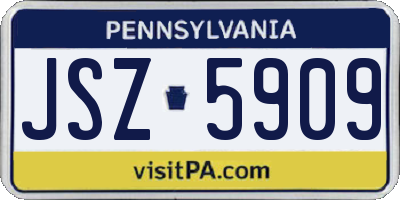 PA license plate JSZ5909