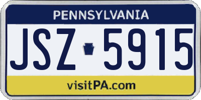 PA license plate JSZ5915