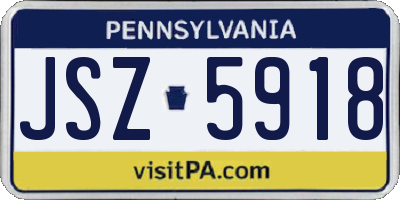 PA license plate JSZ5918