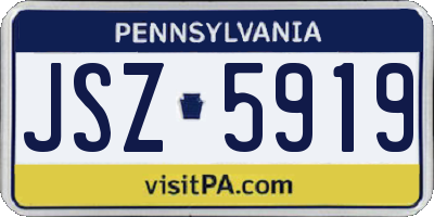 PA license plate JSZ5919