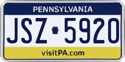 PA license plate JSZ5920