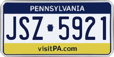 PA license plate JSZ5921