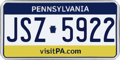 PA license plate JSZ5922