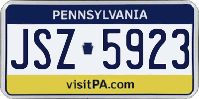 PA license plate JSZ5923