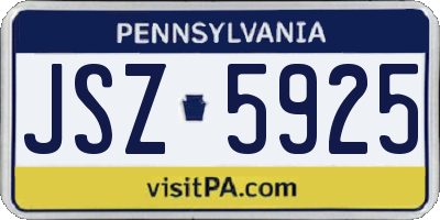 PA license plate JSZ5925