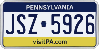 PA license plate JSZ5926