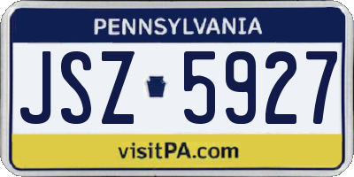 PA license plate JSZ5927