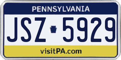 PA license plate JSZ5929