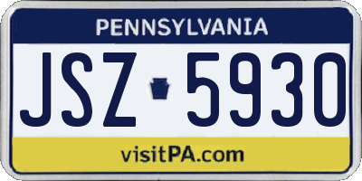 PA license plate JSZ5930