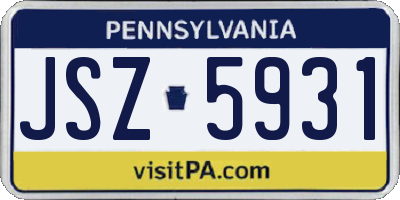 PA license plate JSZ5931