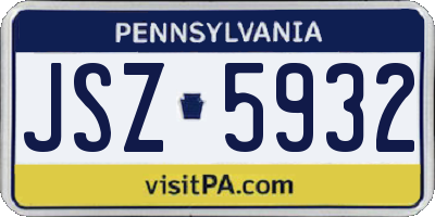 PA license plate JSZ5932