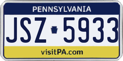 PA license plate JSZ5933
