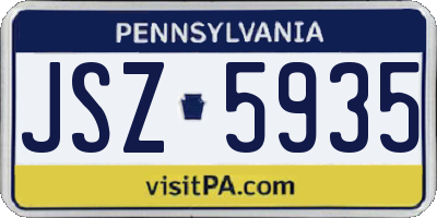 PA license plate JSZ5935
