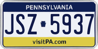 PA license plate JSZ5937