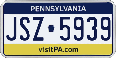 PA license plate JSZ5939